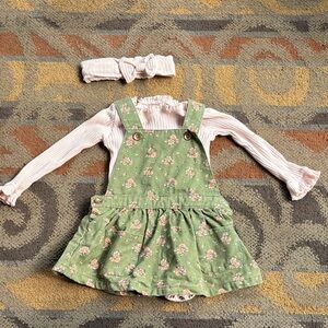 Daisy Fuentes Green Floral Kids Dress with Headband